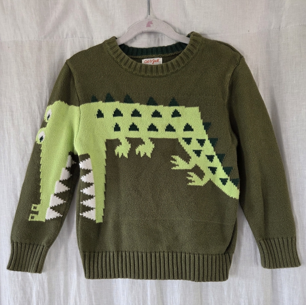 Cat & Jack | Olive Green Alligator Crewneck Sweater